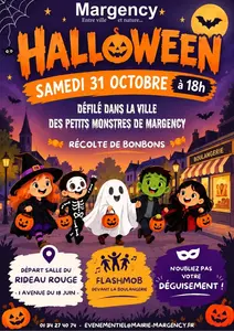 Halloween. Défilé des petits montres de Margency dans la ville. Rendez-vous samedi 31 octobre à 18h dans la salle du Rideau Rouge.